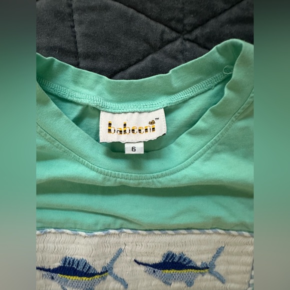 Babeeni Brand Smocked Children's Green T-Shirt with Marlin Design Size 6 - Picture 2 of 3